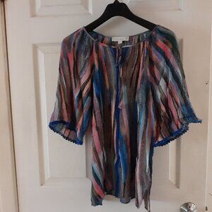 Suzanne Betro Weekend Colourful Boho Tunic Size Large